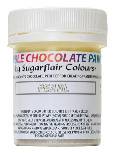 Sugarflair Pearl White Chocolate Paint - Farbige Kakaobutter zum direkten Bemalen von Schokolade, Transferblättern oder Formen - 35g von Sugarflair Colours