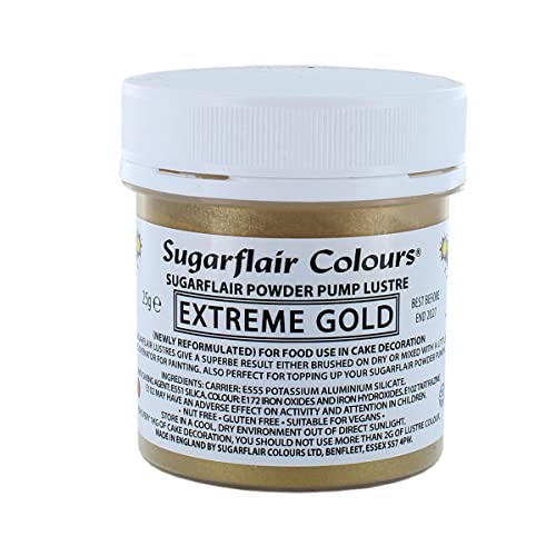 Sugarflair Pump Refill Extreme Gold - Nachfüllpackung für Pumpspray Lebensmittelfarbe - 25g von Sugarflair Colours