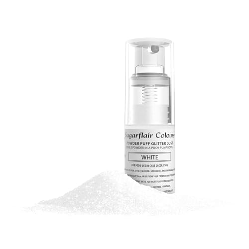 Sugarflair Pump Spray Powder Puff Dust White - Lebensmittelfarbe Kuchen Dekoration, Nicht-Aerosol Spray für Kuchen, Cupcakes und mehr - 10g von Sugarflair Colours