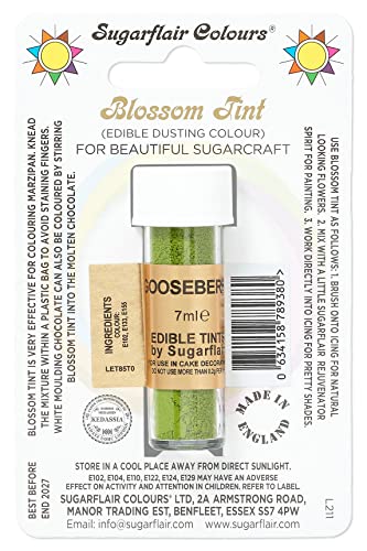 Sugarflair Blossom Tint Dusting Lebensmittelfarbe Pulver Gooseberry - Lebensmittel Farbe Pulver zur Dekorationen Farbzuckerpaste, Fondant, Zuckerguss, Schokolade, Buttercreme, Macarons - 7ml von Sugarflair Colours