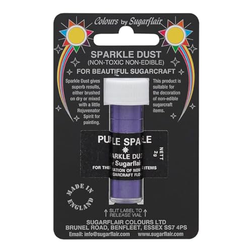 Sugarflair Sparkle Dust Purple Sparkle - Nicht Essbarer Glitterstaub für Kuchen Dekorationen, Cake Glitter, Non-Edible, Non-Toxic - 2g von Sugarflair Colours