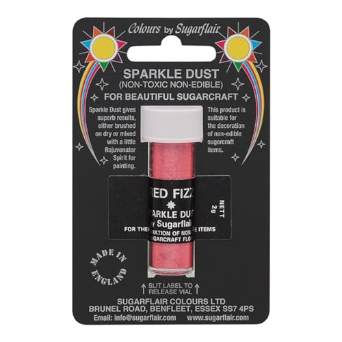 Sugarflair Sparkle Dust Red Fiz - Nicht Essbarer Glitterstaub für Kuchen Dekorationen, Cake Glitter, Non-Edible, Non-Toxic - 2g von Sugarflair Colours