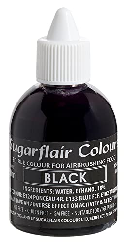 Sugarflair Airbrush Colouring Lebensmittelfarbe Black - Essbare Lebensmittel Farbe Flüssig, Airbrush-Farbe für Kuchen, Cupcakes, Zuckerguss und Kuchendekorationen - 60ml von Sugarflair Colours