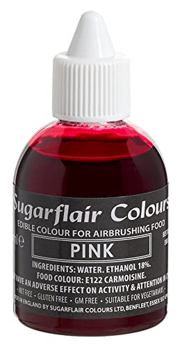 Sugarflair Airbrush Colouring Lebensmittelfarbe Pink - Essbare Lebensmittel Farbe Flüssig, Airbrush-Farbe für Kuchen, Cupcakes, Zuckerguss und Kuchendekorationen - 60ml von Sugarflair Colours