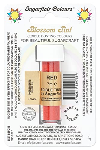 Sugarflair 'Blossom Tint' - essbare Puderfarbe - Farbe: Red, 7 ml von Sugarflair Colours