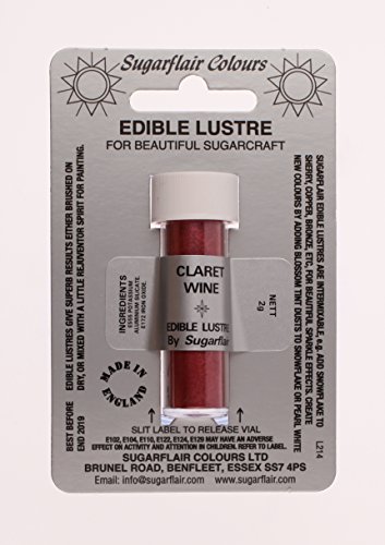 Sugarflair Edible Lustre Essbare Puderfarben essbare lebensmittelfarbe, Fondant Puder CLARET WINE von Sugarflair