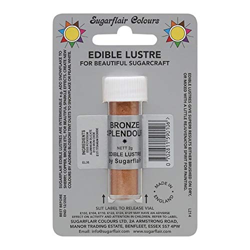 Sugarflair Lustre essbare lebensmittelfarbe Fondant Puder BRONZE SPLENDOUR von Sugarflair