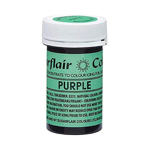 Sugarflair NatraDi Natural Paste Lebensmittelfarbe Purple - Lebensmittel Farben für Glasuren, Marzipan, Fondant, Kuchenmischungen - Lebendig helle Farben ohne künstliche Inhaltsstoffe - 25g von Sugarflair