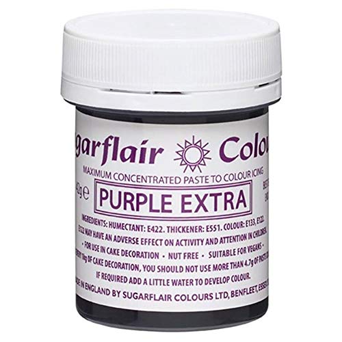 Sugarflair Lebensmittelfarbe Max Konzentriert Violet, Lebensmittel Farbstoff Hoch Konzentriert für Marzipan und Fondant, Max Concentrate Paste Colour - 42g von Sugarflair Colours