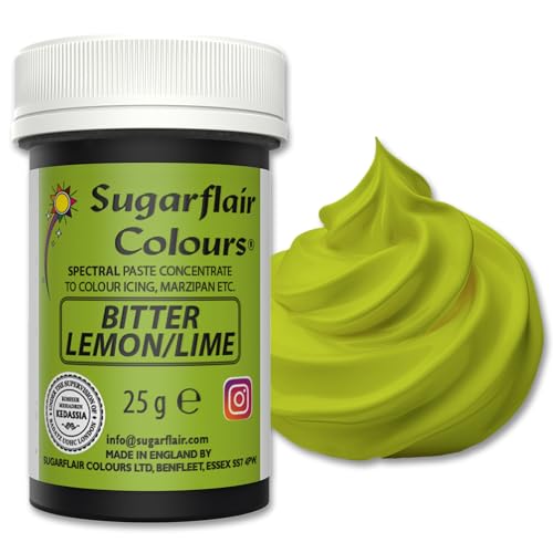 Sugarflair Spectral Bitter Lemon/Lime Lebensmittelfarbe Paste, hochkonzentrierte Lebensmittelfarbe für Buttercreme, Zuckerpaste, Royal Icing, Kuchenmischungen und mehr! Lebensmittelfarbstoff - 25g von Sugarflair Colours