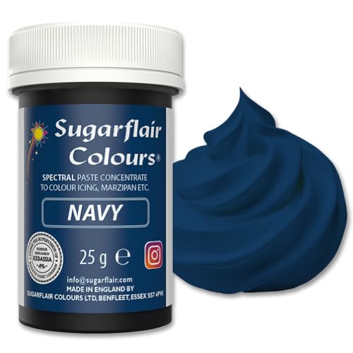 Sugarflair Lebensmittelfarbe Pasta Navy, Pasta Lebensmittel Farbe für Fondant und Marzipan, Spectral Concentrated Paste Colours - 25g von Sugarflair Colours