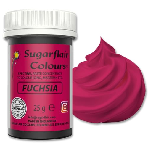 Sugarflair Spectral Fuchsia Lebensmittelfarbe Paste, hochkonzentrierte Lebensmittelfarbe für Buttercreme, Zuckerpaste, Royal Icing, Kuchenmischungen und mehr! Lebensmittelfarbstoff - 25g von Sugarflair Colours