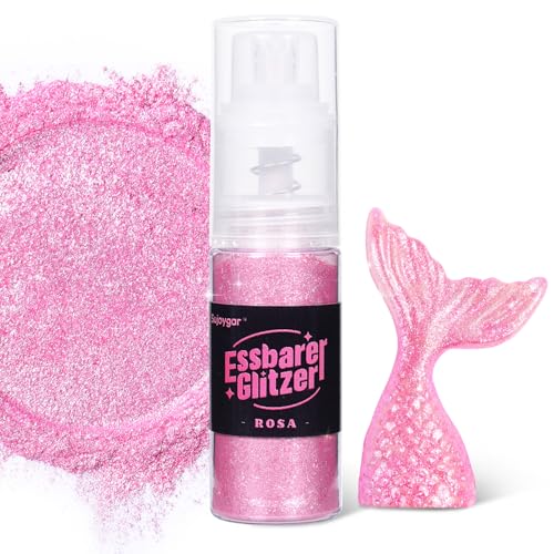 Essbarer Glitzer - 10g, Rosa Glitzer für Getränke Essbares Glitzerpulver, Lebensmittelfarbe Pulver Goldpulver, Metallisch Glitzerpuder Glitzerspray für Cocktails, Schokolade, Kuchen, Fondant von Sujoygar