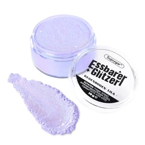 Essbarer Glitzer - 10g Regenbogen-Lila Glitzer für Getränke, Essbarer Glitzer für Cocktails, Kuchendekoration, Kekse, Erdbeeren, Schokolade, 100% lebensmittelechtes Streusel Glitzerpulver von Sujoygar