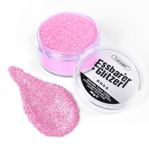 Essbarer Glitzer - 10g Rosa Glitzer für Getränke, Essbarer Glitzer für Cocktails, Kuchendekoration, Kekse, Erdbeeren, Schokolade, 100% lebensmittelechtes Streusel Glitzerpulver von Sujoygar