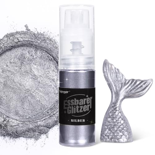 Essbarer Glitzer - 10g Silber Grau Glitzer für Getränke Essbares Glitzerpulver, Lebensmittelfarbe Pulver Goldpulver, Metallisch Glitzerpuder Glitzerspray für Cocktails, Schokolade, Kuchen, Fondant von Sujoygar