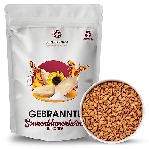 Sultan’s Palace Gebrannte Sonnenblumenkerne mit Honig – 1000 g – Beste Premium Qualität – Geröstete Kerne & Nüsse – Ganz Besondere Süßigkeiten aus aller Welt – Für Müsli und zum Backen (Glutenfrei) von Sultan's Palace