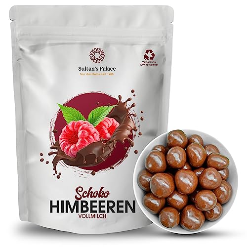 Sultan’s Palace Gefriergetrocknete Himbeeren in Vollmilch Schokolade – 1000 g – Fruchtig und knackig – Schokoladenfrüchte – Geschenkidee von Sultan's Palace