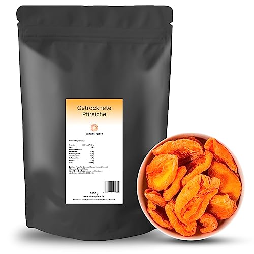 Sultan’s Palace Getrocknete Pfirsiche in Bester Premium Qualität – 1000 g – Halbe Früchte, Entsteint, Ohne Zuckerzusatz – Getrocknete Pfirsich Hälften für Müslis – Veganer Frucht Snack (Glutenfrei) von Sultans Palace