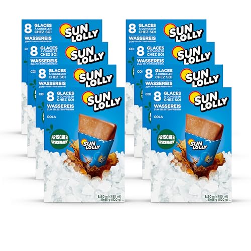 Sun Lolly Wassereis Cola 12er Vorratspack | Mit Fruchtsaft | Zum Selbsteinfrieren | Ohne künstliche Aromen | Frei von Süßungsmittel | Laktosefrei | Glutenfrei | 12 x 480ml von Sun Lolly