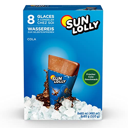 Sun Lolly Wassereis Cola 8 Stk | Mit Fruchtsaft | Zum Selbsteinfrieren | Ohne künstliche Aromen | Frei von Süßungsmittel | Laktosefrei | Glutenfrei | 8 x 60ml von Sun Lolly