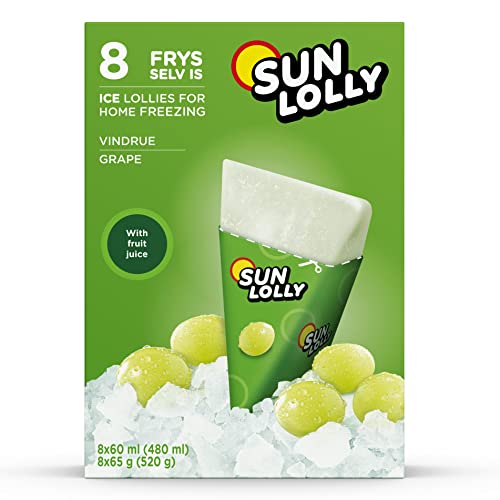 Sun Lolly Wassereis Weintraube 8 Stk | Mit Fruchtsaft | Zum Selbsteinfrieren | Ohne künstliche Aromen | Frei von Süßungsmittel | Laktosefrei | Glutenfrei | 8 x 60ml von Sun Lolly