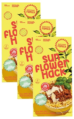 sunflowerFamily sunflowerHACK SonnenblumenHACK PUR (76g) Veganes Hack aus 100% Sonnenblumenkernen, Fleischalternative Fleischersatz Sojaalternative – Vegetarisch, Vegan, Glutenfrei, Proteinreich, Bio von Sunflower Family