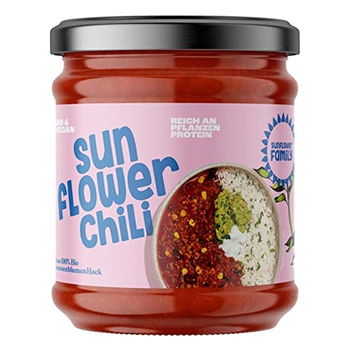 sunflowerFamily sunflowerCHILI im Glas, Fertiggericht vegan Chili sin Carne mit SonnenblumenHACK, 350g von SunflowerFamily