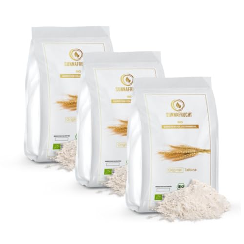 3x Bio Gerstenvollkornmehl von Sunnafrucht® | 3x 1000g = 3kg | Talbina Zutat | Aus echtem Urkorn | Naturrein & Vollkorn | Reich an B-Vitaminen & Mineralien | Frisch gemahlen & handabgefüllt von Sunnafrucht