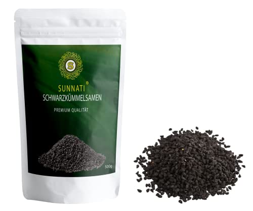 Schwarzkümmel Samen aus Ägypten 500g - Echte Schwarzkümmelsamen ganz für Küche zum Backen Würzen, Tee, Öl - Ägyptische Premium Nigella sativa von Sunnati - In Deutschland kontrolliert und abgepackt von Sunnati