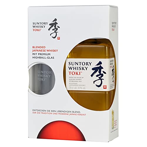 Suntory Whisky Toki + Premium Highball-Glas | Japanischer Blended Whisky | mit feinem, süßen und würzigem Abgang | 43% Vol | 700ml Einzelflasche + Glas von Suntory