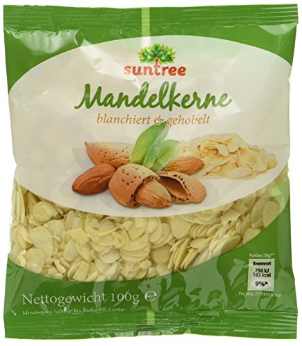 Selection Mandeln blanchiert, gehobelt, 25er Pack (25 x 100 g Beutel) von Suntree