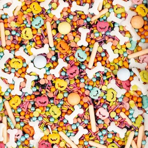 Super Streusel Halloween Kürbissimo | Ohne AZO-Farbstoffe & Gemixt in Deutschland | Halloween Sprinkles | Halloween Zuckerstreusel | Halloween Streusel Tortendeko Halloween essbar Knochen von Super Streusel