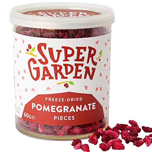 Super Garden Gefriergetrocknete Granatapfelkerne | 100% Natürliches Gefriergetrocknete Früchte | Getrocknete früchte - Perfekter Kindersnack | Vegan Snacks | Trockenfrüchte - Freeze Dried Fruit | 60g von Supergarden