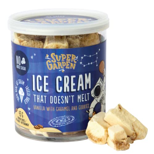 Super Garden Gefriergetrocknetes Vanilleeis mit Karamell und Keksen | Knusprige und Cremige Gefriergetrocknete Süßigkeit - Eiscreme | Leckeres Gefriergetrocknetes Essen | Freeze Dried Candy | 43g von Supergarden