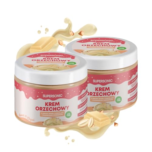 SUPERSONIC Erdnussbutter Keto Protein Creme Set 2 x 250g - Brotaufstrich, Zuckerfrei, Low-Carb, Weiße Schokolade Crunchy Peanut Butter Ideal für Fitness - Vegan Protein Cream Erdnussbutter Ohne Zucker von Supersonic