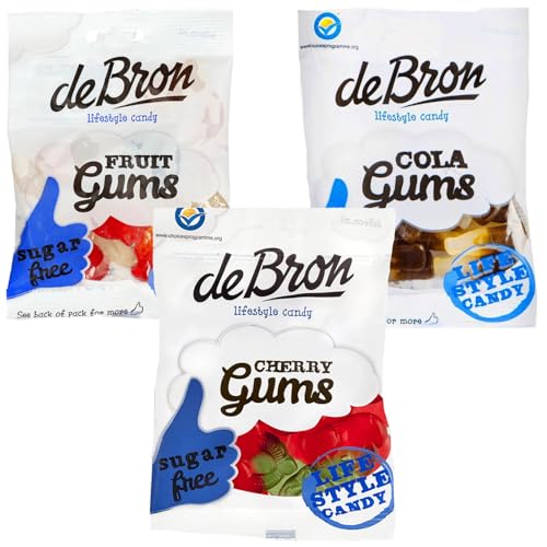 De Bron lifestyle Candy Zuckerfrei im Set 3x 100g Fruit Gums, Cherry Gums und Cola Gums Fruchtgummi von SuzanjaS