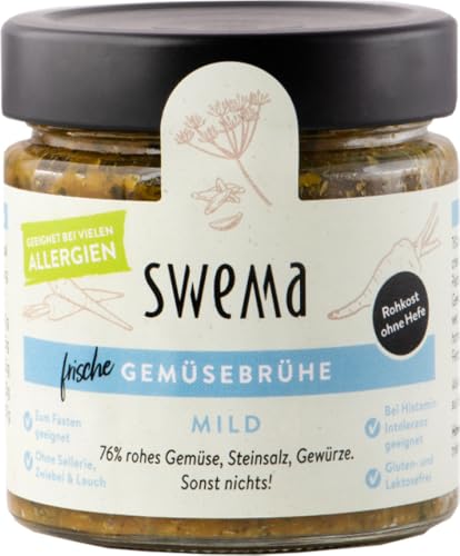 Frische Gemüsebrühe Mild für 8 Liter, 76% rohes Gemüse, Steinsalz, Gewürze 12 x 210 gr von SweMa