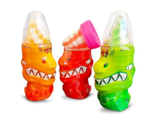 Dino Dipper Licker 3er Pack – Lutscher mit saurem Pulver – 50g – Fruchtgeschmack – Lustige Dinosaurier-Optik – Süßigkeiten-Set für Kindergeburtstage & Partys von Sweet Flash