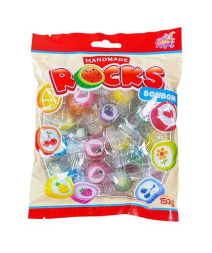 Rocks Bonbons mit Fruchtgeschmack 150g – Handgemachte Frucht-Bonbons im Beutel – Bunte Vielfalt mit intensivem Aroma (1) von Sweet Flash