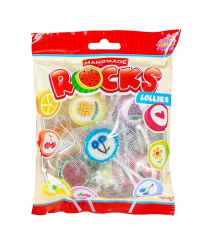 Rocks Lollies 150g – Handgemachte Lollies mit Fruchtgeschmack, einzeln verpackt – Bunte Motive, ideal für Kinder & Erwachsene (1) von Sweet Flash