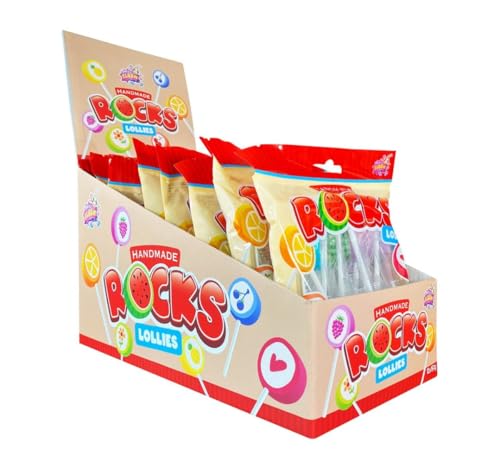 Rocks Lollies 150g – Handgemachte Lollies mit Fruchtgeschmack, einzeln verpackt – Bunte Motive, ideal für Kinder & Erwachsene (12) von Sweet Flash