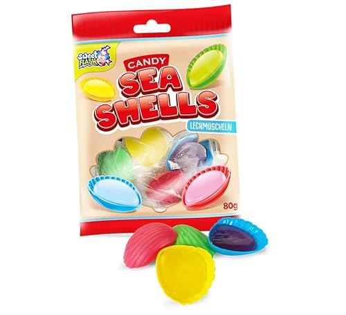 Schleckmuscheln (Leckmuscheln) – Bunte Hartkaramellen in Muschelform – 80g Beutel – Süße Mitgebsel für Kindergeburtstag, Party oder als Nascherei von Sweet Flash