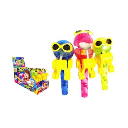 Snap Boy Pop Lutscher (12er Display) – 10g wiederbefüllbare Robot-Lollis mit Fruchtgeschmack, Roboter-Süßigkeiten-Spielzeug für Kinder, ideal für Partys, Mitgebsel & Geburtstage von Sweet Flash