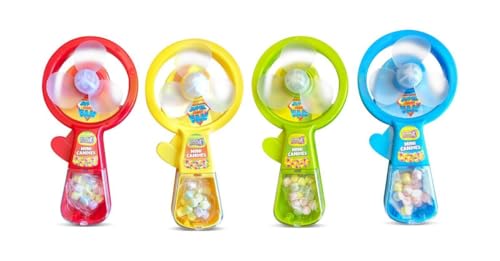 Super Candy Fan 2er Pack – Handventilator mit Mini-Süßigkeiten im Griff – Interaktives Süßigkeiten-Spielzeug für Kindergeburtstage, Partys oder Mitgebsel – Nachfüllbar & praktisch von Sweet Flash