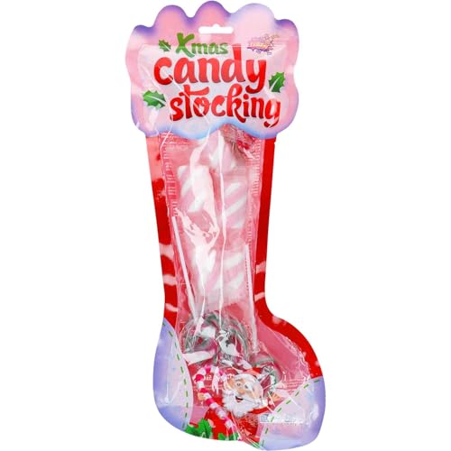 Xmas Candy Stocking 120g – Weihnachtsgeschenkverpackung mit Weihnachtslollis, Zuckerstangen & Süßigkeiten, ideale Nikolaus-Füllung und festliche Dekoidee für Kinder und Erwachsene von Sweet Flash