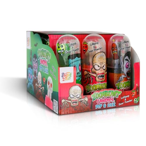 Zoombeast Lutscher und Sauer Pulver, Süßigkeiten für Halloween, 12 x 40g Packung von Sweet N’ Fun