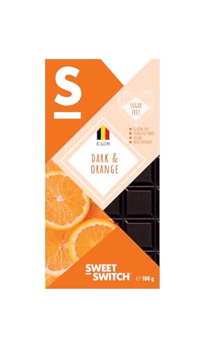 Sweet-Switch Zartbitter-Orange, gesüßt mit Stevia und Isomalt, 100g-Tafel von Sweet-Switch