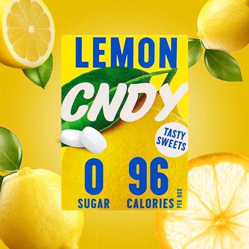 CNDY Zitrone Zuckerfreie Bonbons 40g (7er Box) – Kalorienarm (16), Wenig Kohlenhydrate (4), Keto, Erythritol, Vegane Bonbons von CNDY