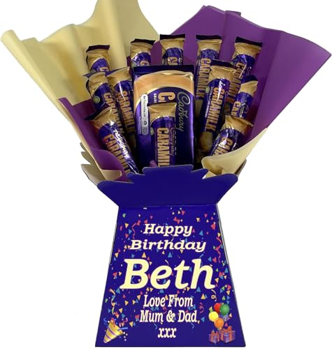 Personalised Chocolate Bouquet Hamper Gift Made With CADBURY CARAMILK BARS For Any Occasion von Sweets n Stuff